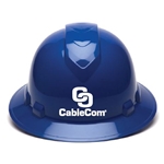 Full Brim Blue Class E Hard Hat + CableCom Logo