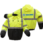 HIGH VIZ LIME BOMBER JACKET + Headway LOGO