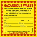 ACCUFORM DOT Hazardous Waste Handling Label: 6 in x 6 in, 6 in Label Wd, 6 in Label Ht, Paper, Label, 25 PK