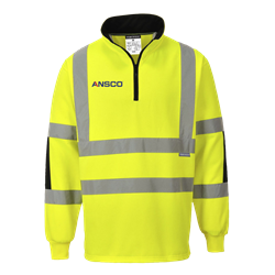 Class 3 Xenon Hi-Vis Rugby QTR-Zip Shirt + ANSCO Logo