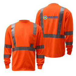 Class 3 Long-Sleeve Wicking Shirt Orange + Headway Logo