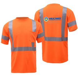 Class 3 Orange Short Sleeve Shirt + Headway Logo