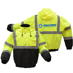 HIGH VIZ LIME BOMBER JACKET + Headway LOGO